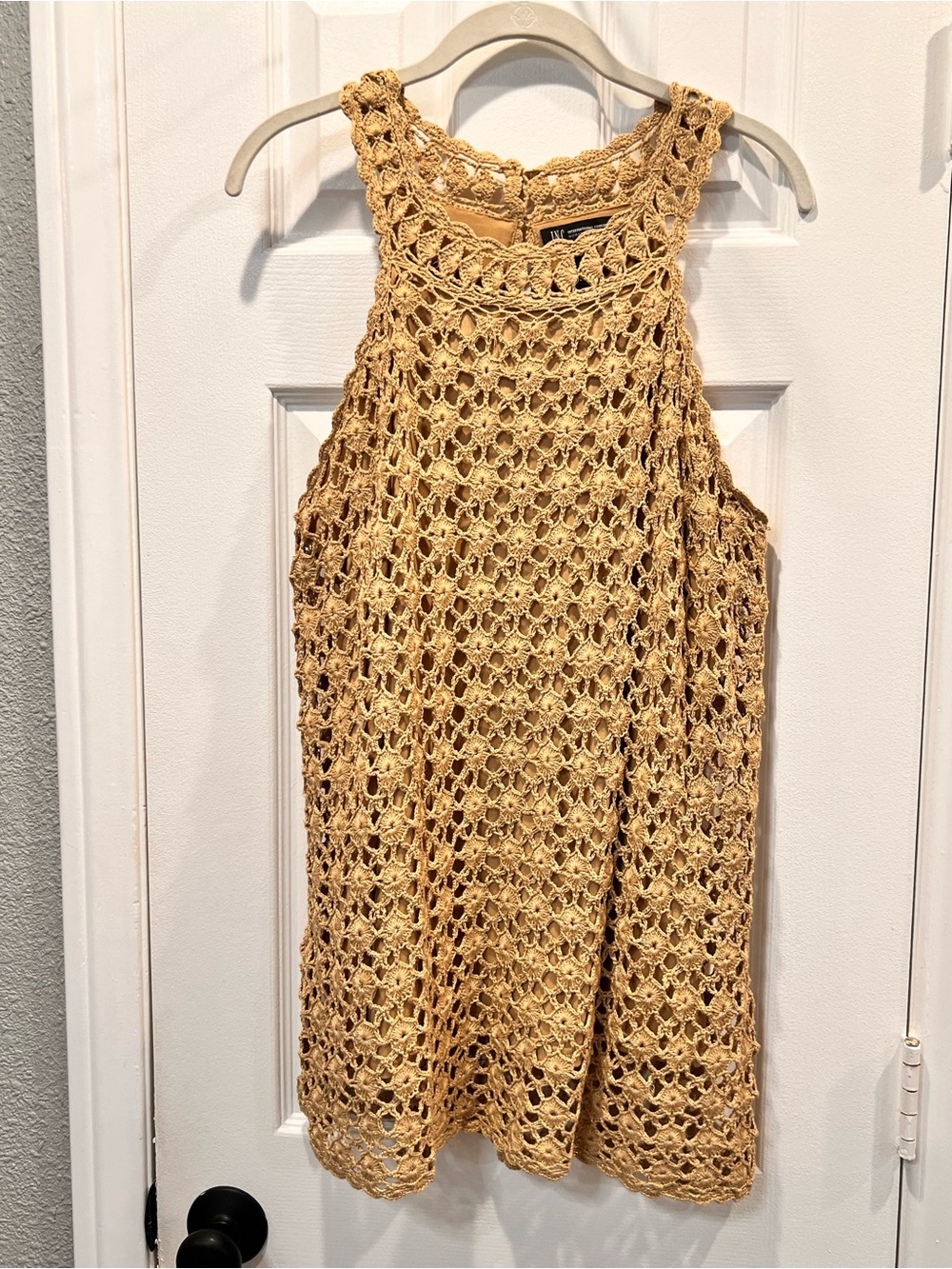 INC Metallic Gold Crochet Tank Top Plus Size 1X